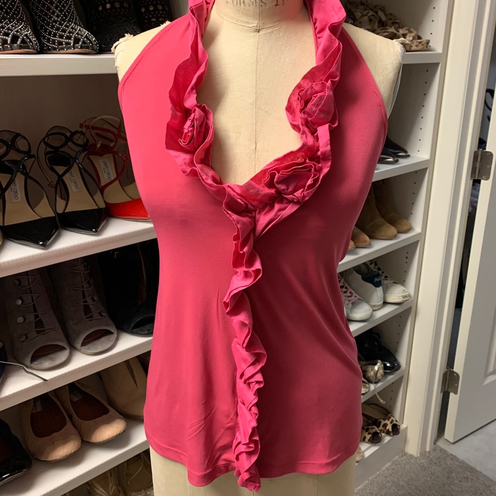 Limited halter knit top with flower detail